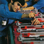 From the assembly line in Mexico. Juan Manuel Angel Ramirez as line technician. Image taken from Xerox 1976 a special report. Xerox_3100LDC_assembly_Mexico