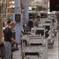 The final assembly line for Xerox's then-new digital copier at the company's Webster plant. Sept. 24, 1997